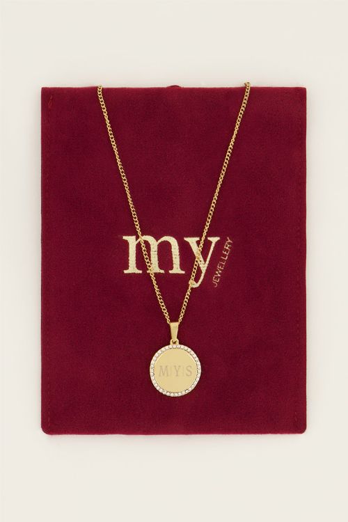Atelier lange ketting met ronde strass bedel