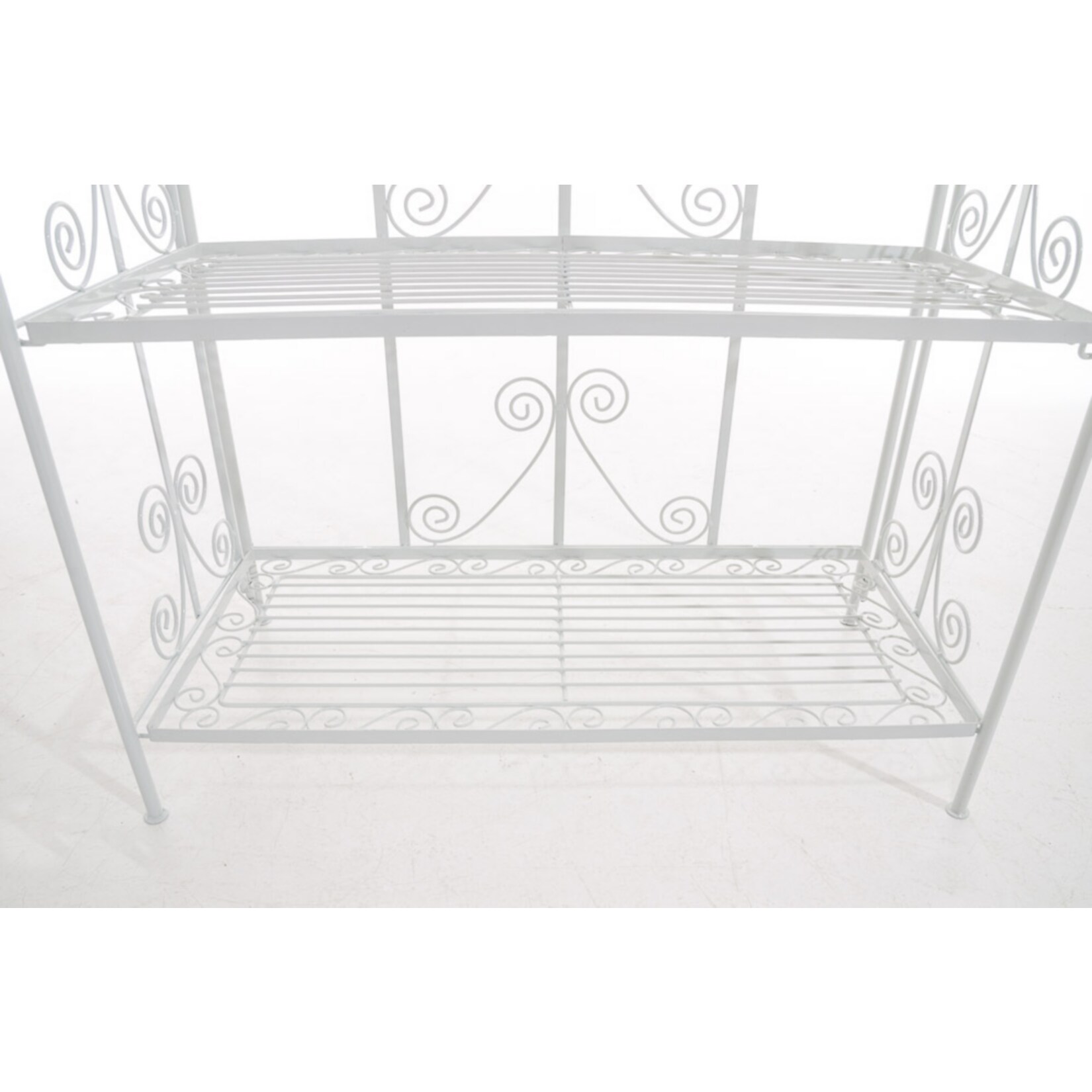 CLP Standregal Ciara I Outdoor Metallregal für Pflanzen im Landhausstil I Regal für Balkon, Terrasse, Veranda und Garten I 5 klappbare Böden