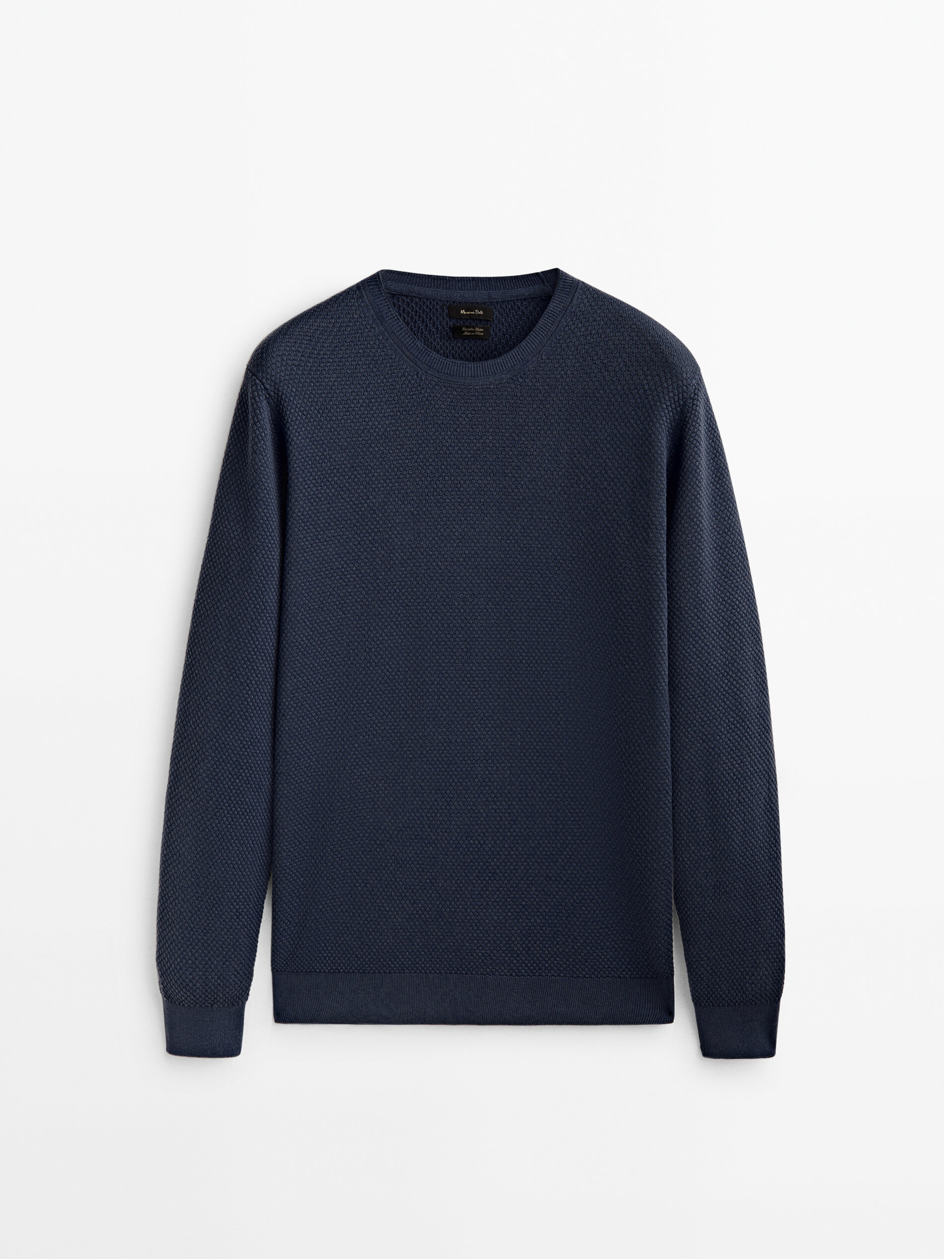 Camisa de malha com estrutura arredondada nas costas - AZUL MARINHO