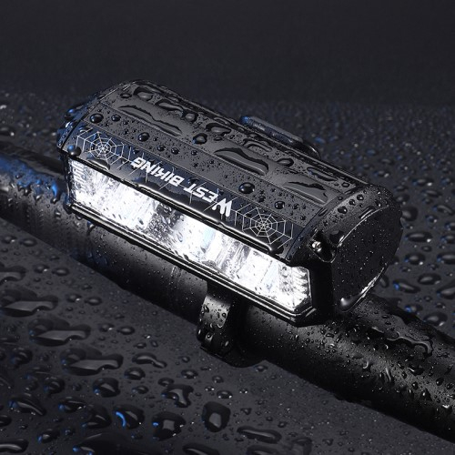 4000mAh Wiederaufladbares Aluminium USB Fahrrad Licht Velo LED Warnlicht IPX4 (1750 Lumen) - Schwarz