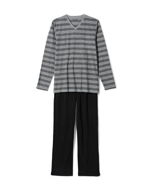 pyjama homme éponge à rayures gris moyen