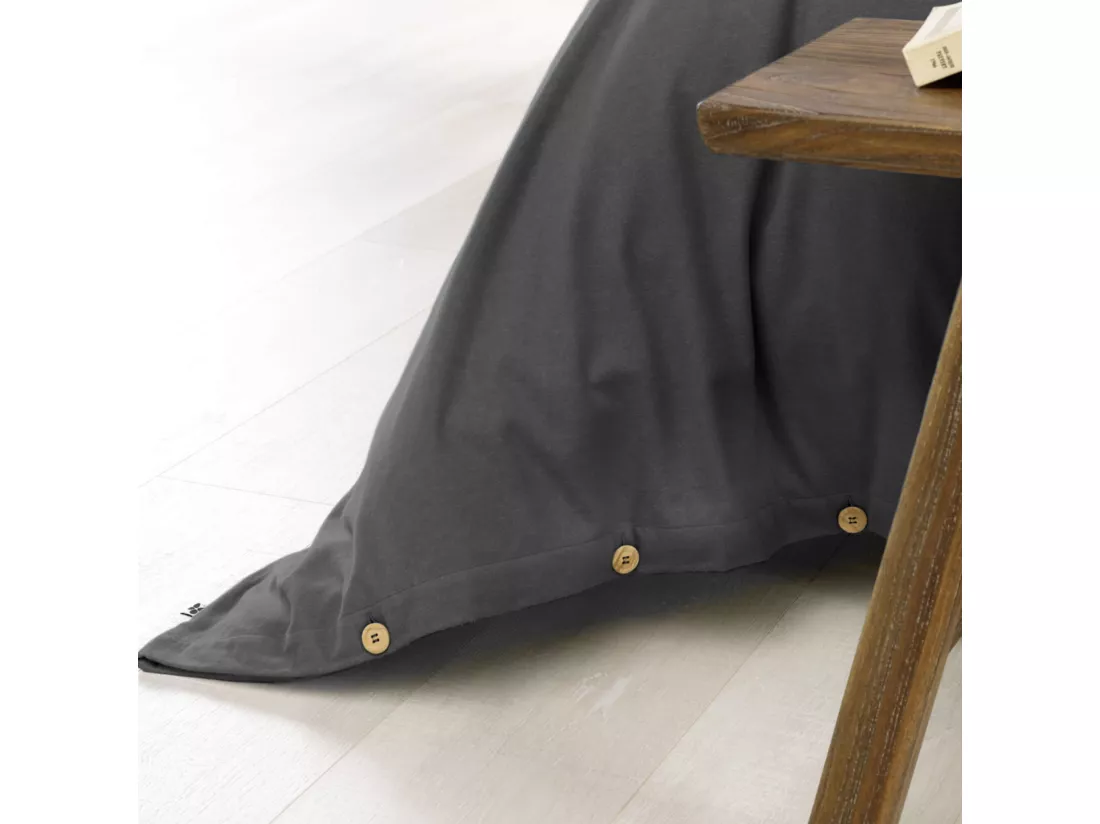 Housse de couette flanelle anthracite 140x200 cm