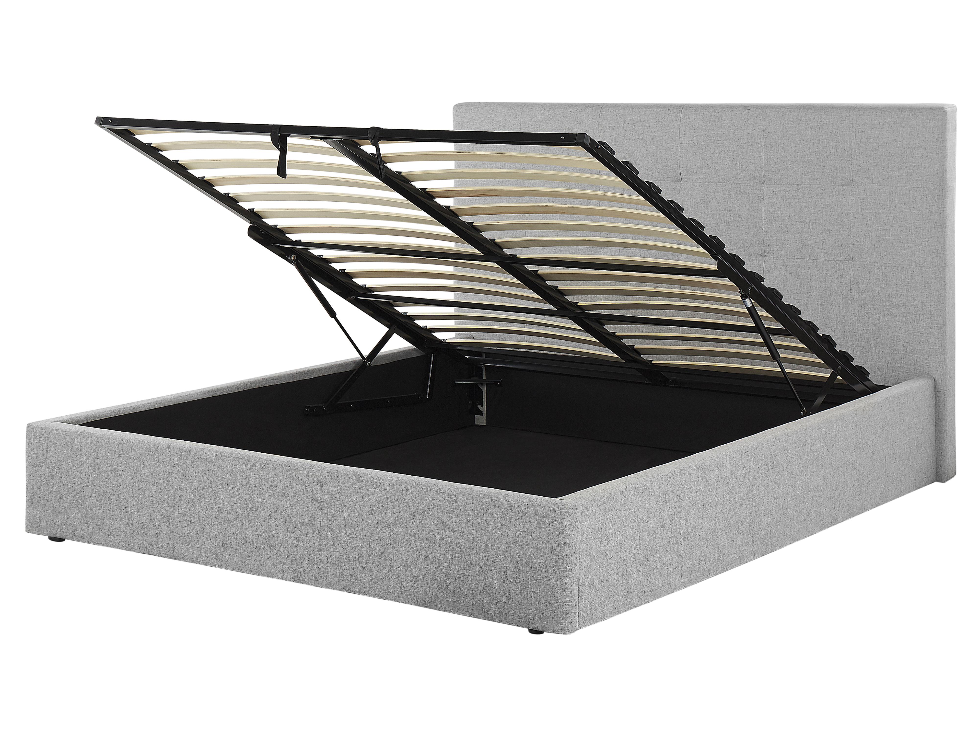 Bed met opbergruimte Stof LORIENT 160 x 200 cm Grijs