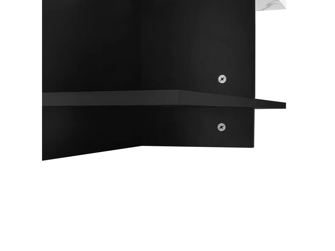 Table basse carrée, look en marbre en MDF, 72x72x31.5cm, Noir+Blanc