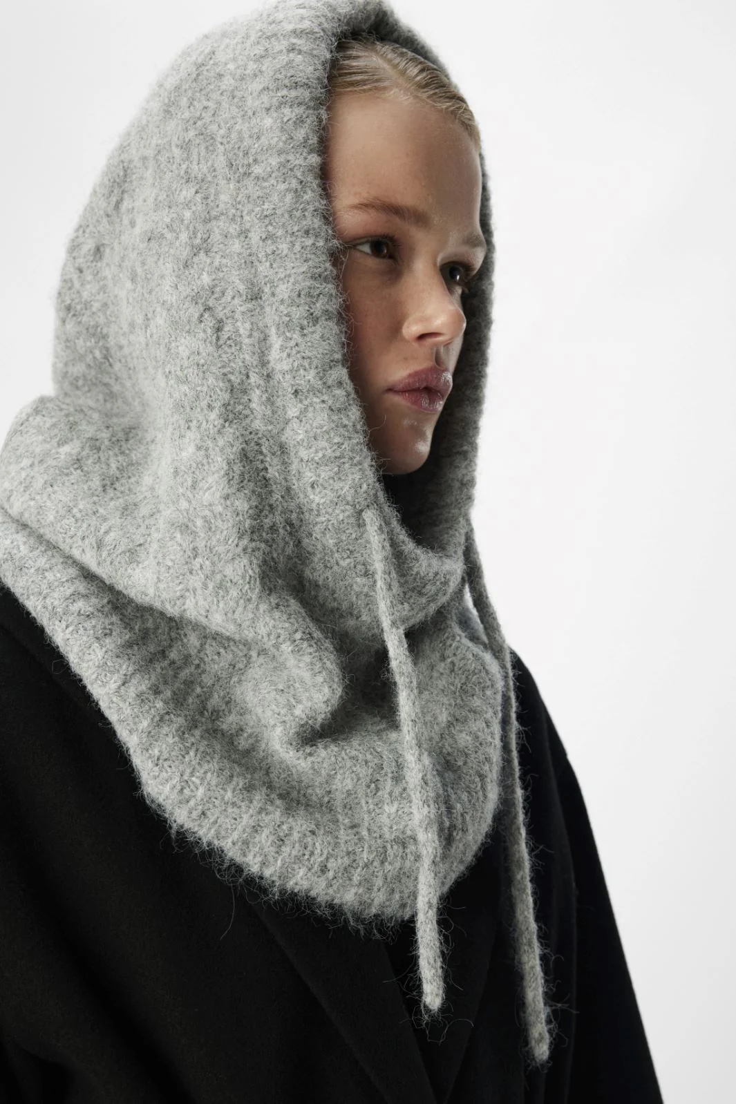 Object Objmilu Cable Knit Balaclava 4668596 light grey melange