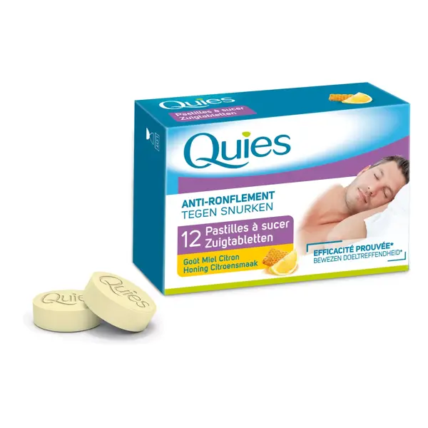 Pastilhas antironco Quies, sabor mel/limão, 12 pastilhas
