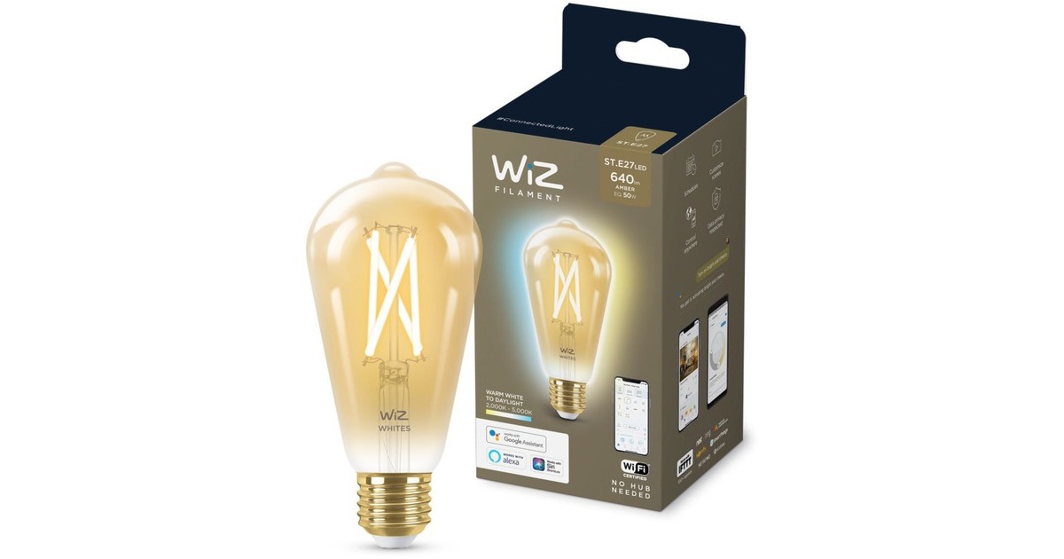 WiZFilament amber ST64 E27 ledlamp  (Wifi + Bluetooth protocol)