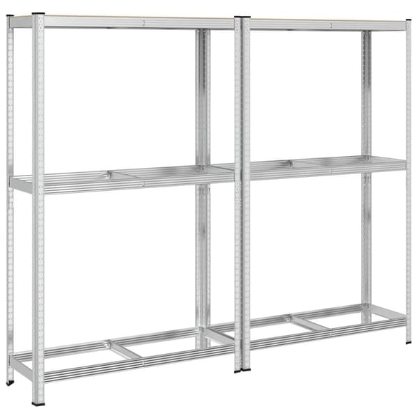 vidaXL Dekkhyller 2 lag 2 stk sølv 110x40x180cm stål og konstruert tre
