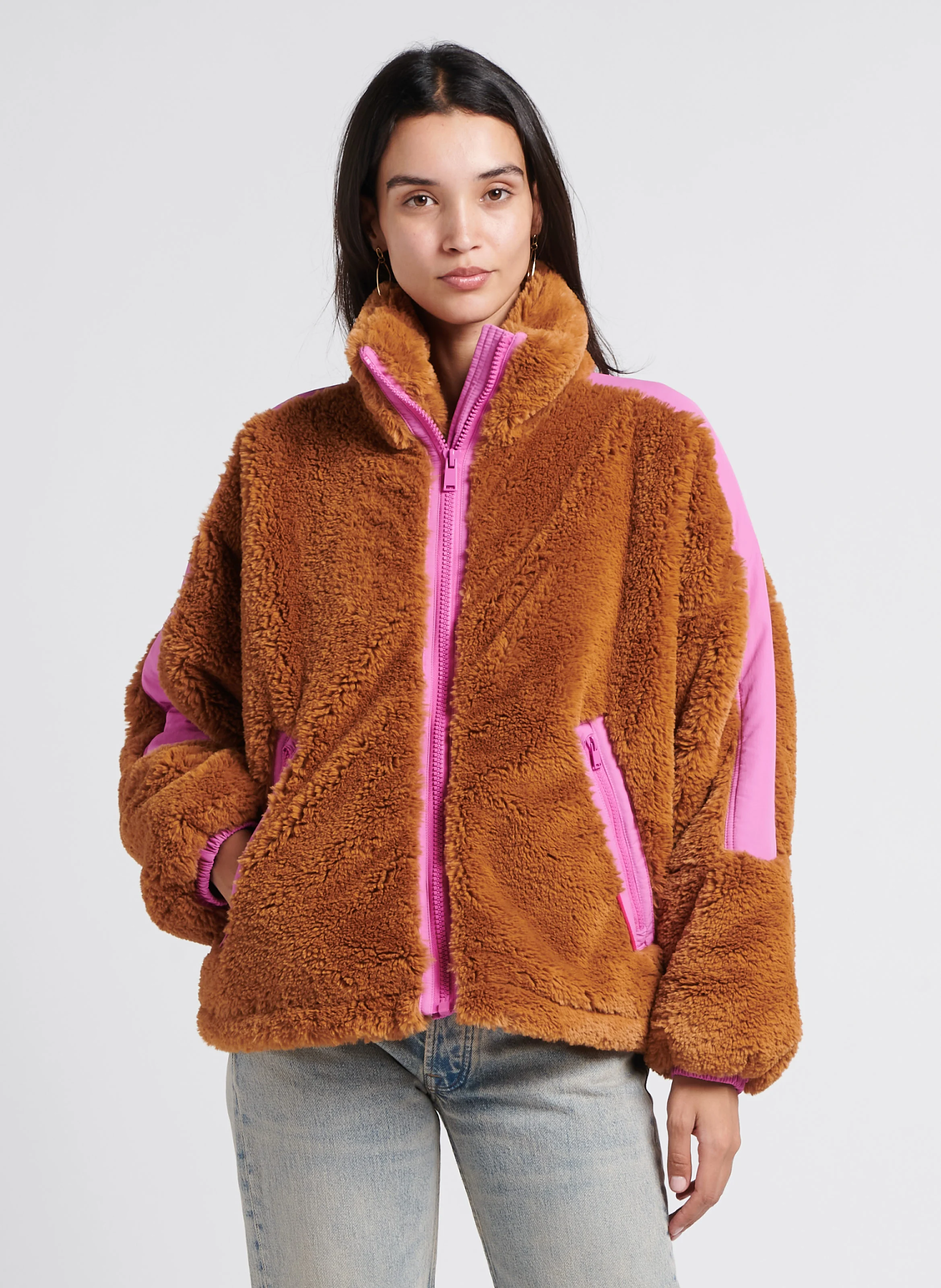 Blouson col montant | Marron