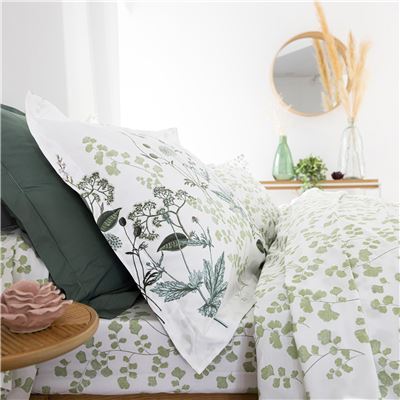 Linge de lit percale motif végétal - BECQUET CRÉATION