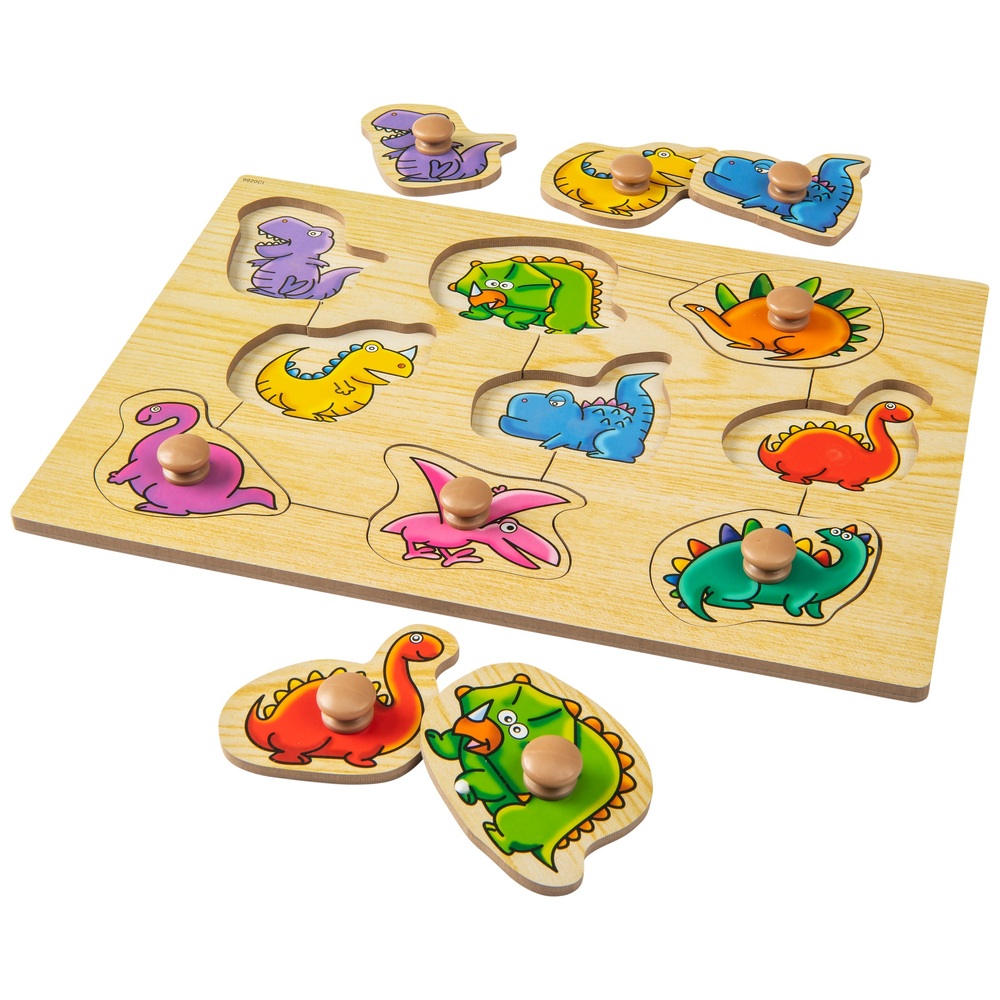 Einfach zu greifendes Holzpuzzle Dinosaurier