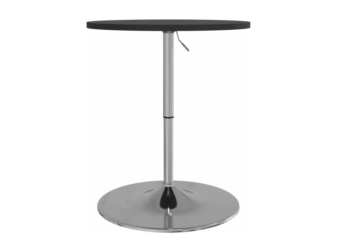 Table de bar noir 60x60x90 cm bois d'ingénierie et acier chromé