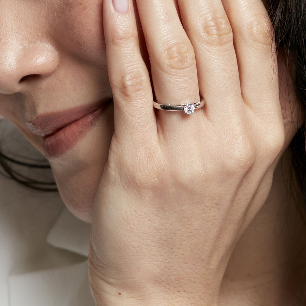 Bague Solitaire Iris Or Blanc Diamant