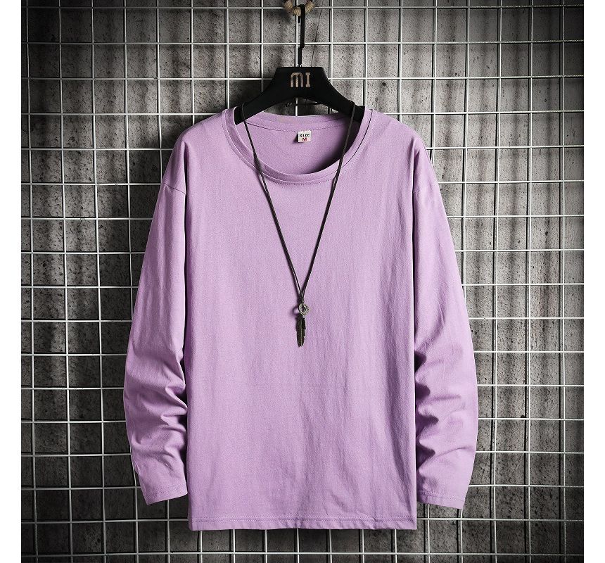 Ninine - T-shirt met lange mouwen en ronde hals, effen