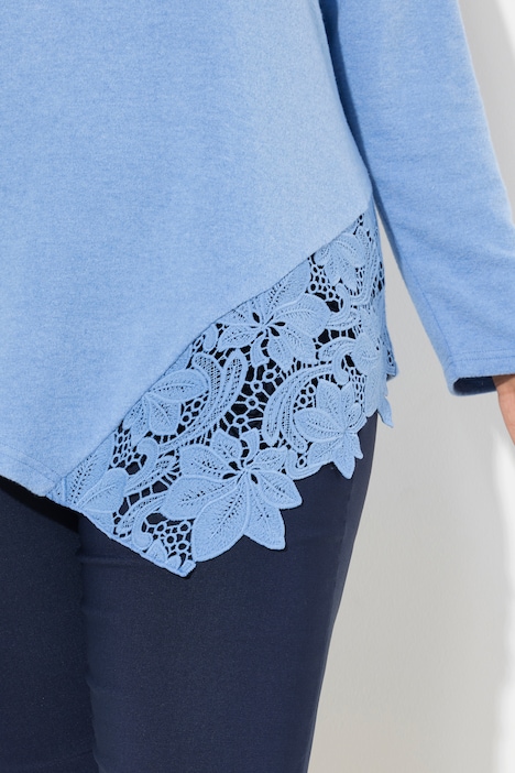 Pullover, A-Linie, Spitzeneinsatz, Langarm