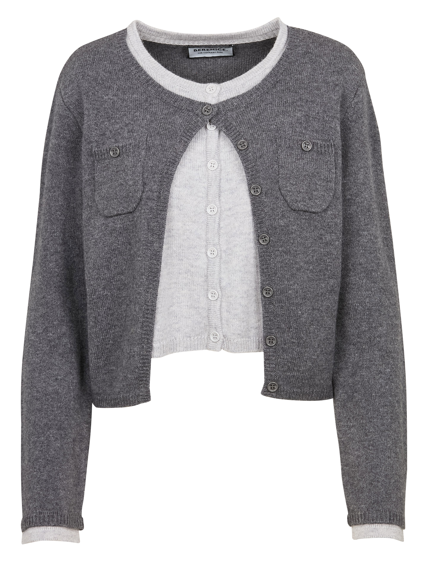 GIGI - Double gilet trompe l'œil en laine et cachemire| Noir