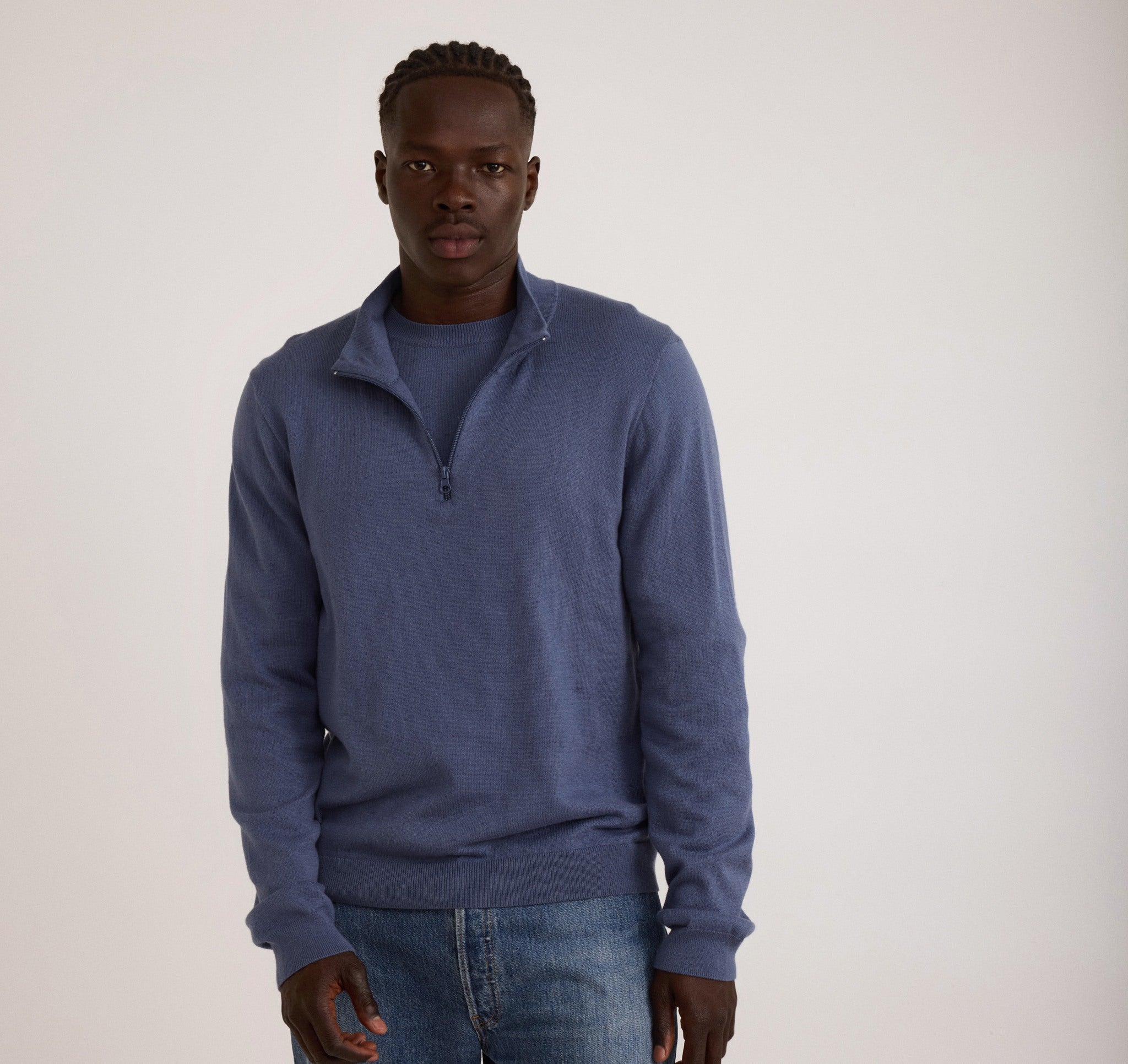 COTTON<br>Soft Knit Half Zip Sweater