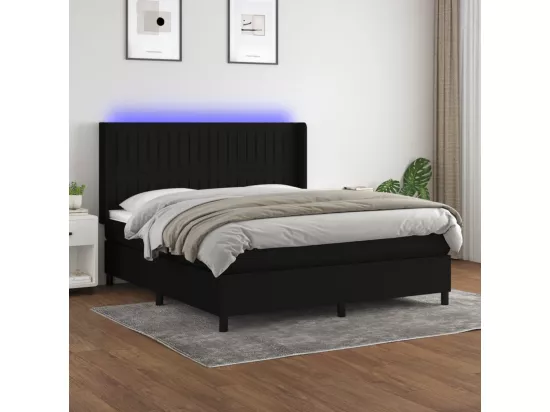 Sommier tapissier avec matelas et LED Noir 180x200 cm Tissu