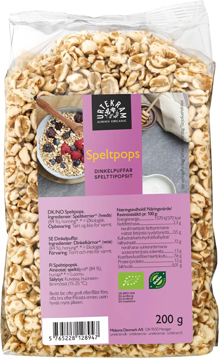 Urtekram Speltpops Ø - 200 g.
