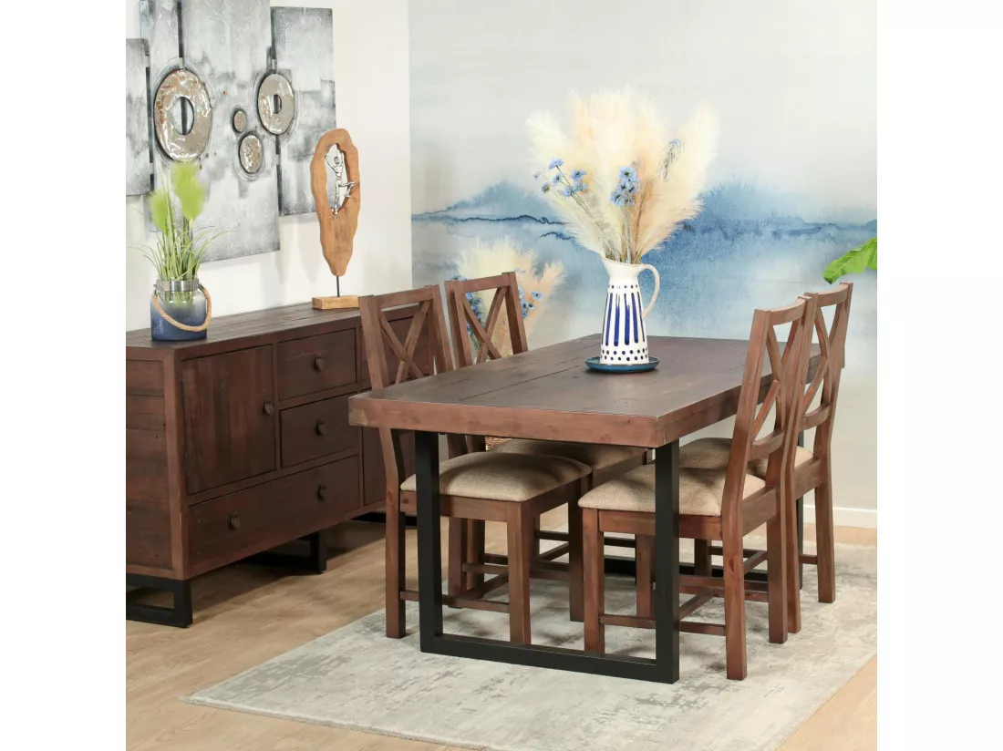 Table à manger extensible bois recyclé 160-200 cm SAMOA