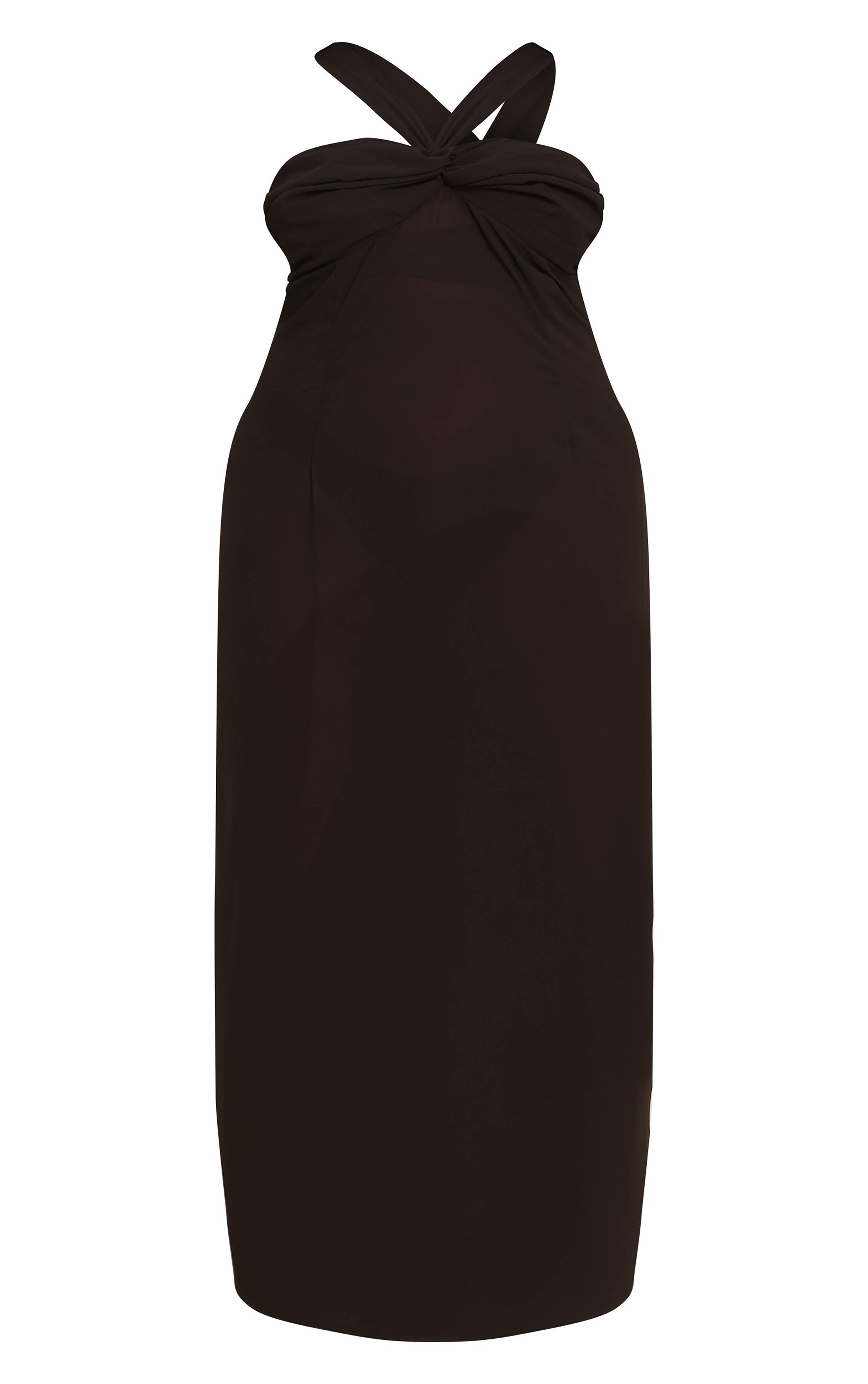 Noir Robe De Plage Longue En Mousseline Froncée Grande Taille