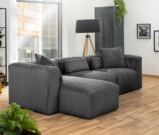 Ecksofa mit Longchair »Lenata«, anthrazit, links