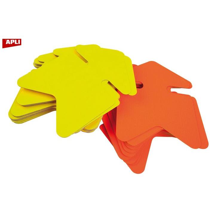 Etiquette carton fluo jaune/orange forme flèche 24 x 32 cm Apli - Boîte de 25
