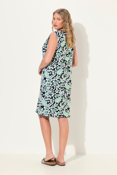 Jerseykleid, Rippjersey, A-Linie, V-Ausschnitt, ärmellos