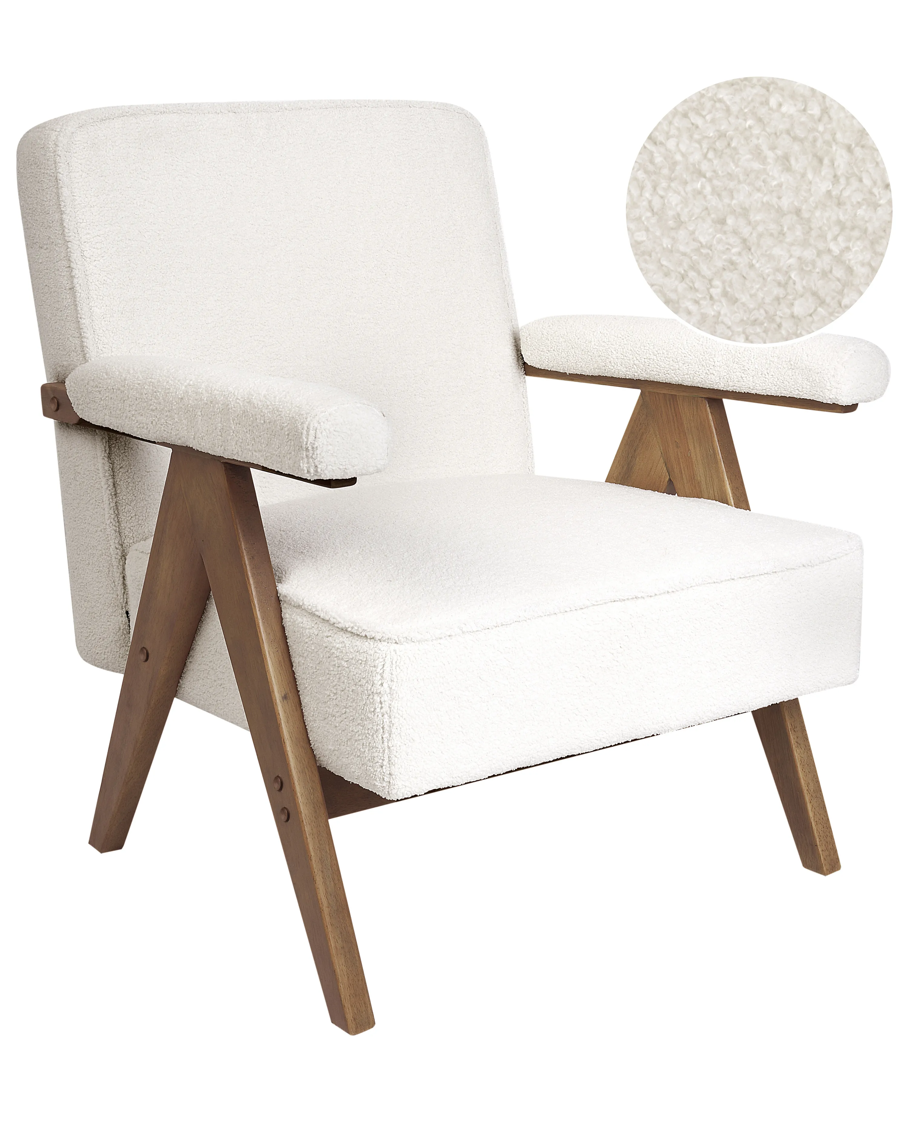 Fauteuil EVJE Bouclé Gebroken wit