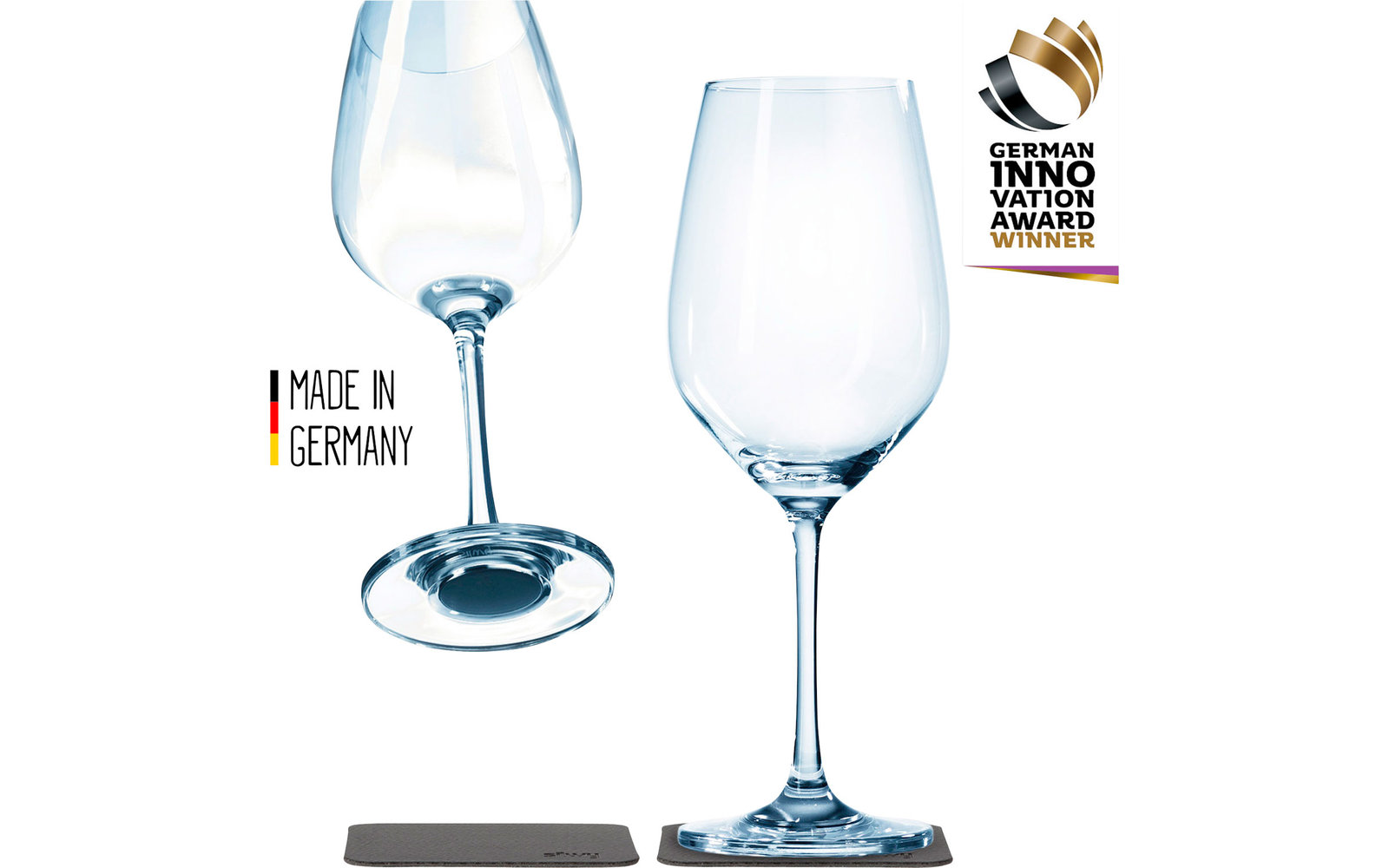 Silwy Wein-Magnet-Kristallgläser mit Untersetzer 2er-Set 250 ml