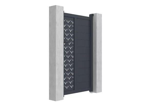 Portillon battant aluminium semi plein à motifs L103 x H181 cm anthracite GREGOR