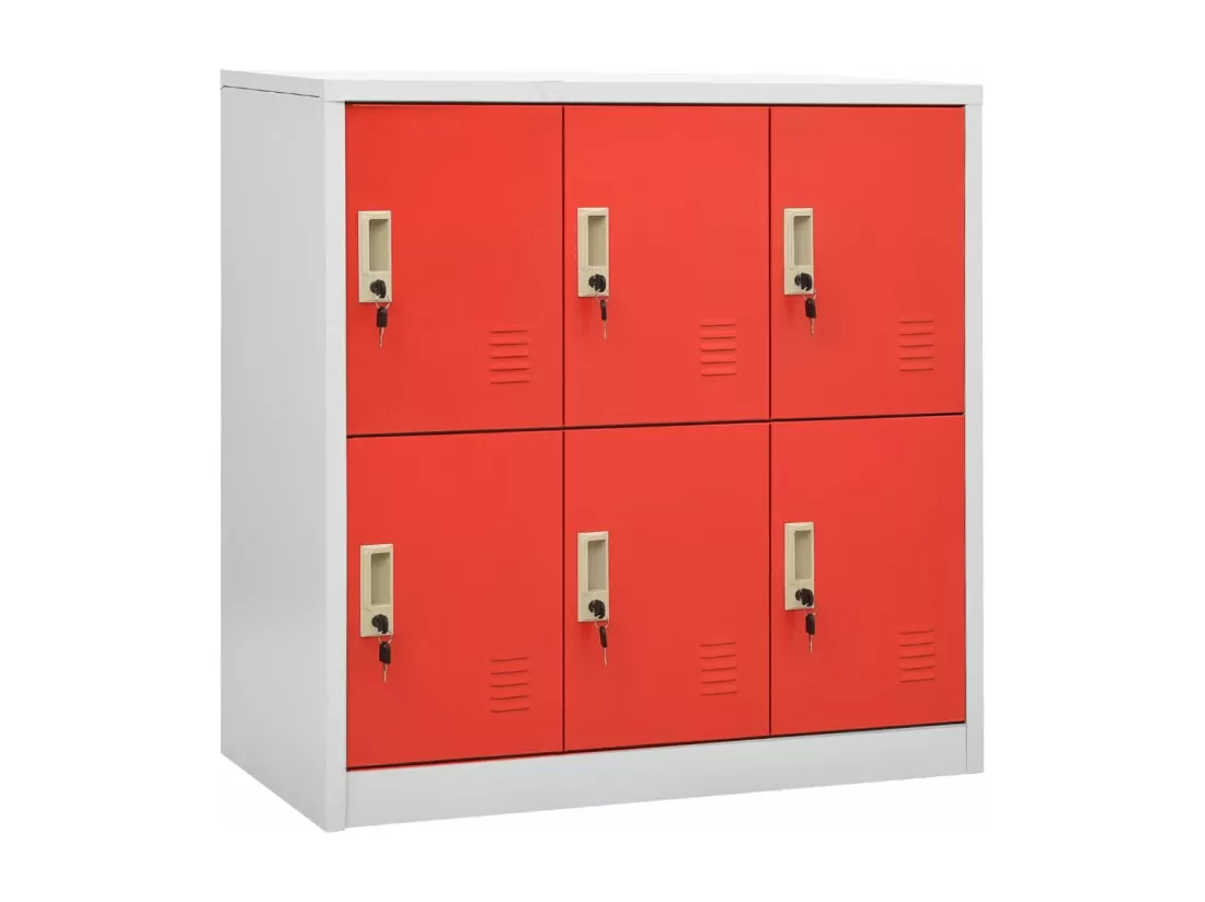 Armoire à casiers Gris clair et rouge 90x45x92,5 cm Acier