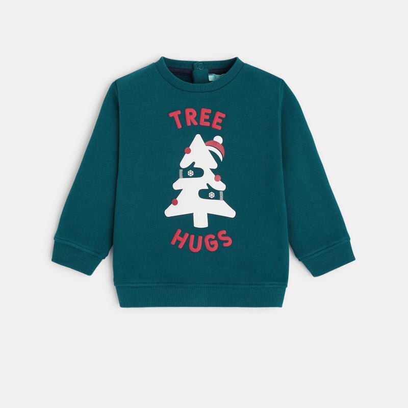 Sweat molleton sapin câlin vert bébé garçon Vert