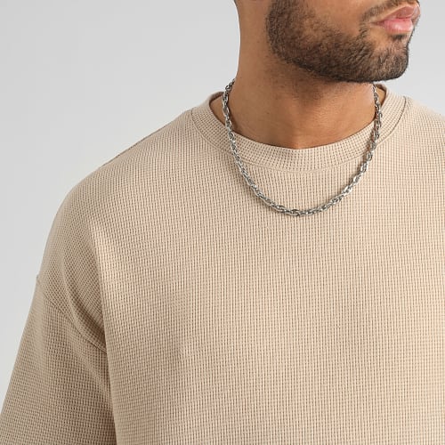 Tee Shirt Oversize Large Texturé Waffle 2912 Beige