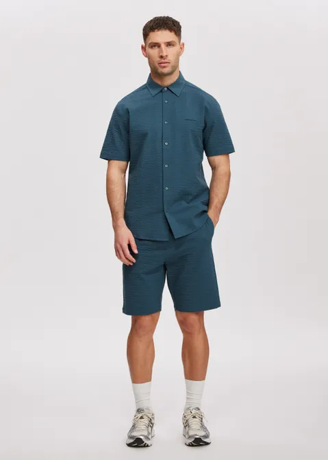 Korte broek seersucker blauw (PETROL)