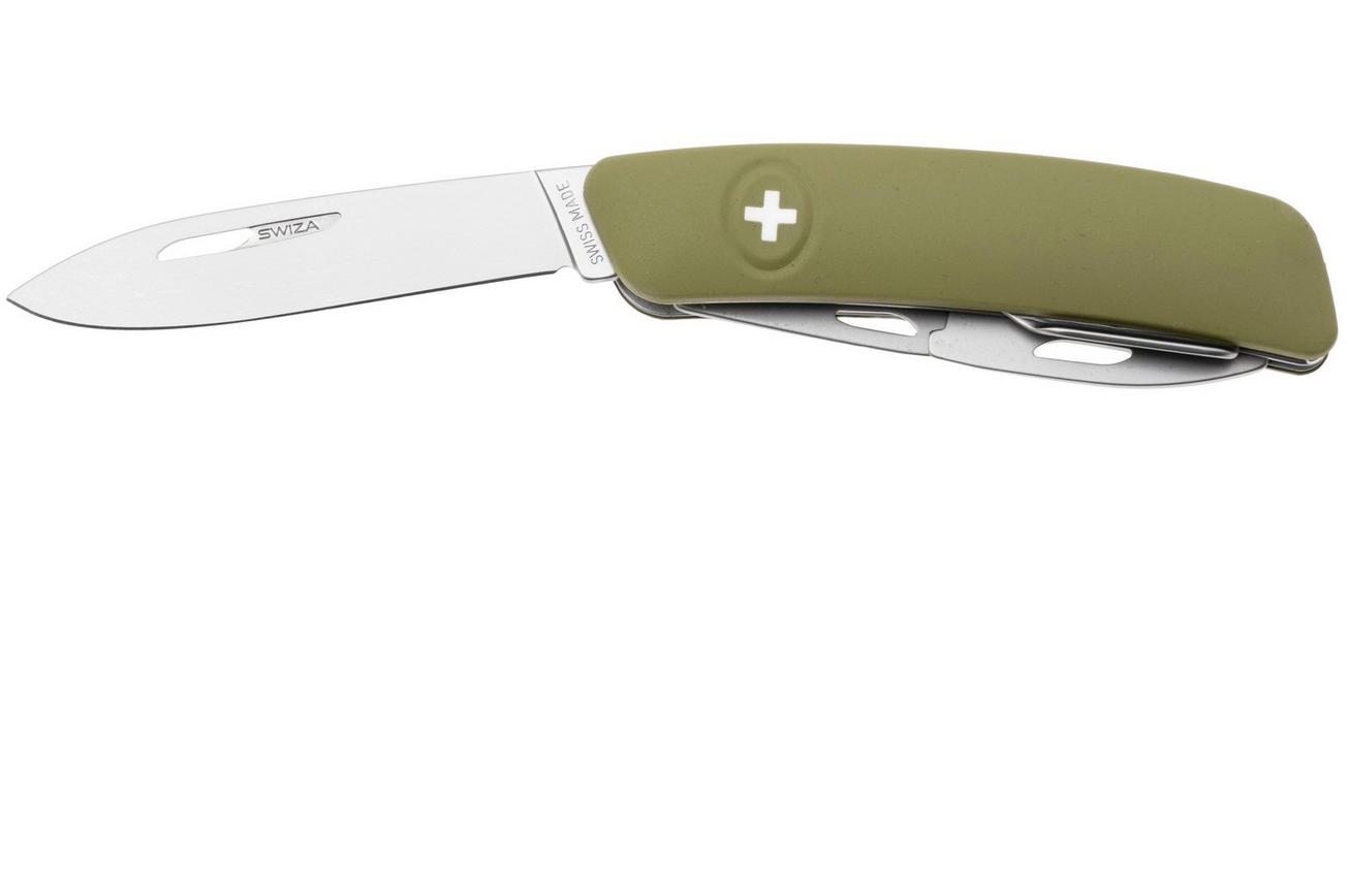 Swiza D04 AM, KNI.0046.1050, Olive, Zwitsers zakmes, 6 tools