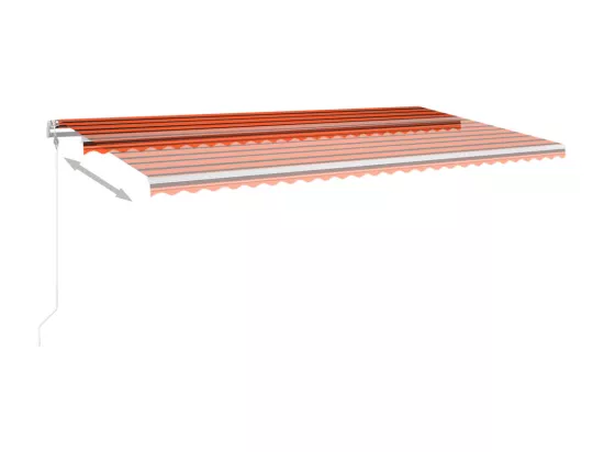 Auvent manuel rétractable avec LED 6x3 m Orange et marron