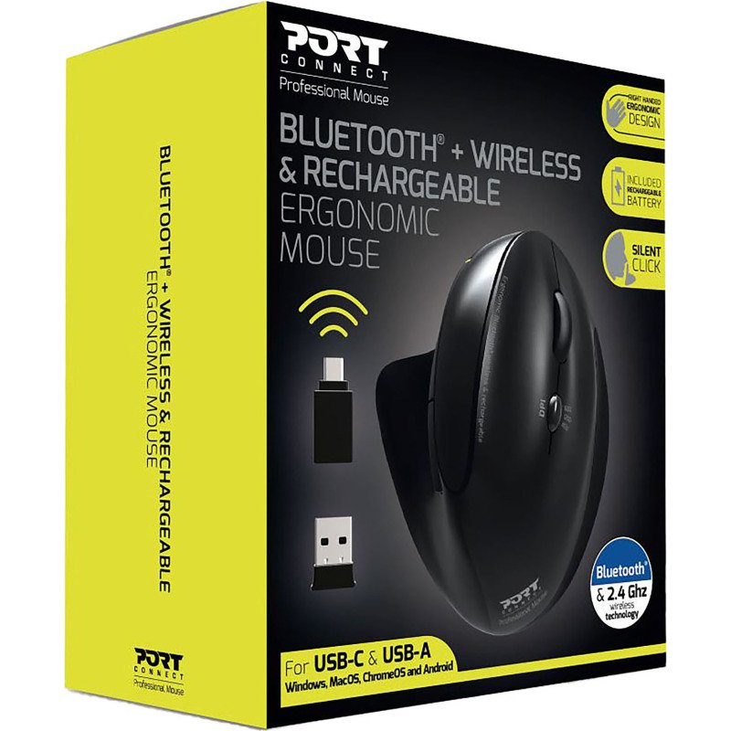 Souris sans fil ergonomique PORT rechargeable
