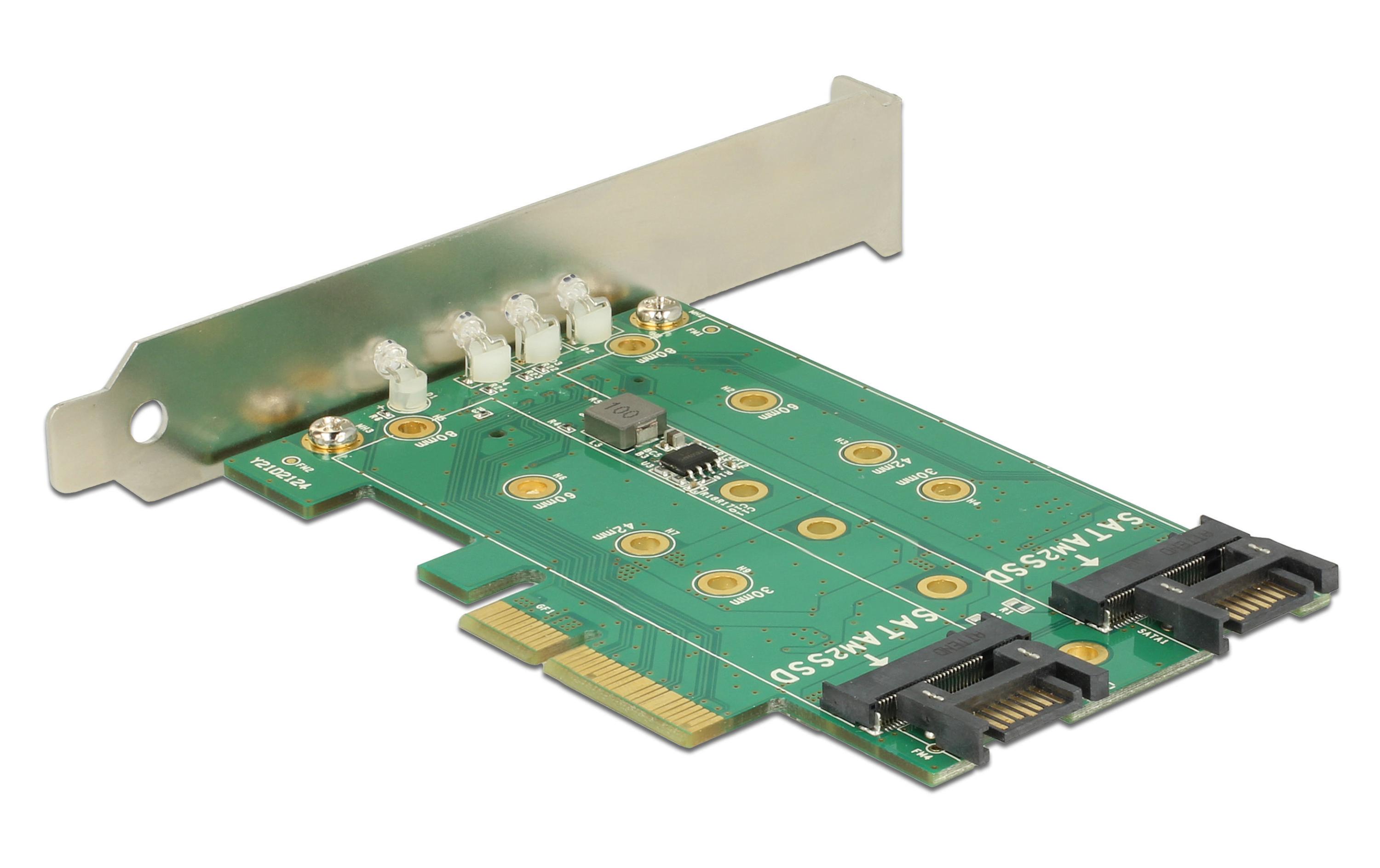 Host Bus Adapter Controller PCIe - M.2, 2xSATA 1xNVMePCI Express-Karte