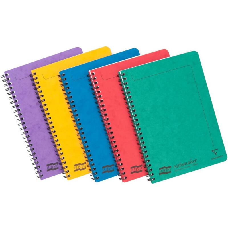 Notemaker Europa cahier reliure intégrale A5 120 pages détachables ligné - Assortiment A