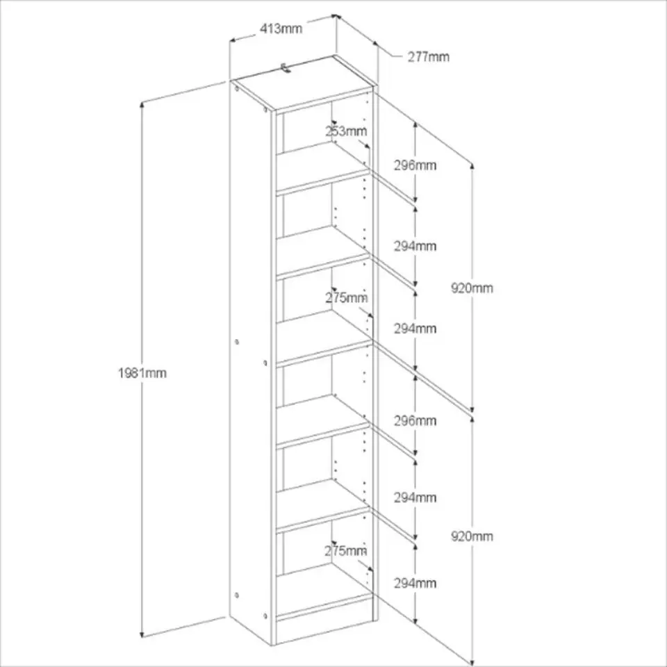 Boekenkast Hobby lengte 41 cm-5 legplanken-zwart