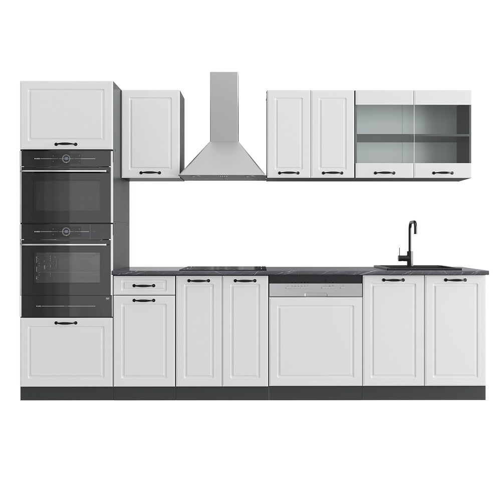Vicco Küchenzeile Küchenblock Einbauküche R-Line 300 cm Landhaus Anthrazit MUS