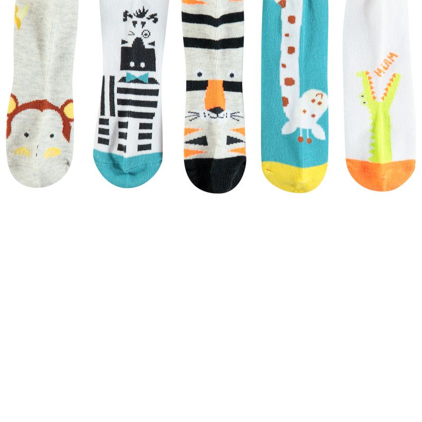 Lot de 5 paires de chaussettes assorties à motifs contratés - Blanc