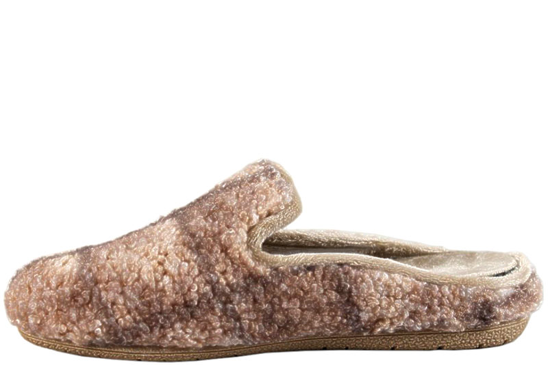MORSØ HJEMMESKO I BEIGE PLYS MED GUMMISÅL