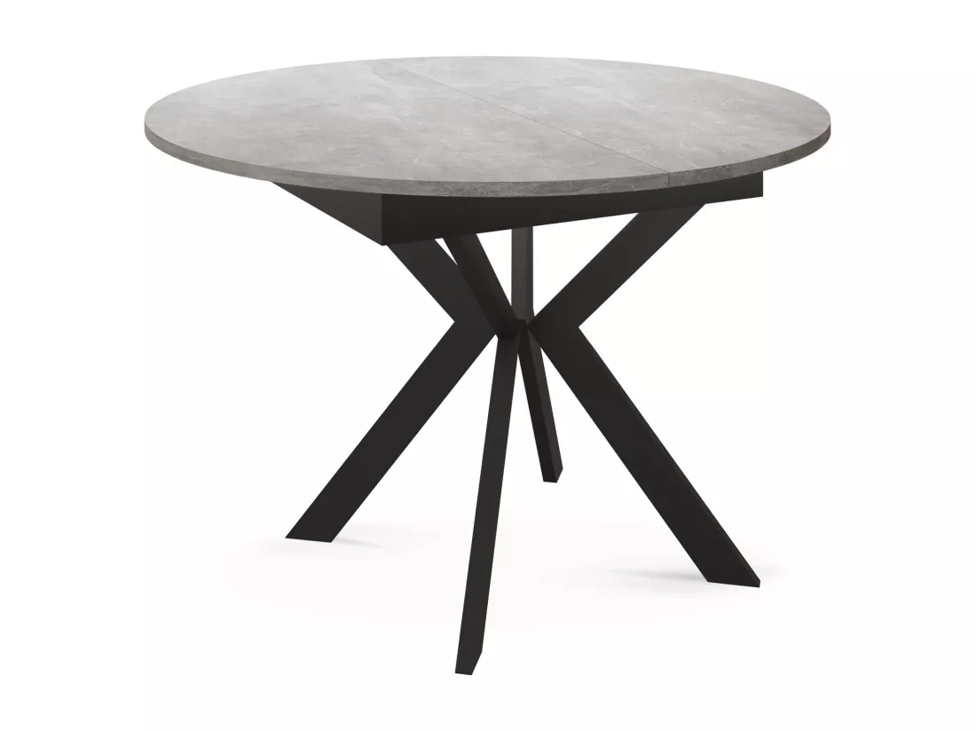Table à Manger Extensible Ronde Avec Pieds En Métal Noir - Rangement Des Extensions à L'intérieur - Table Ronde Style Industriel Pour Salon Séjour - Gain De Place -