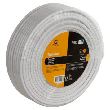 Q-Link coax kabel 50 meter wit kabelkeur