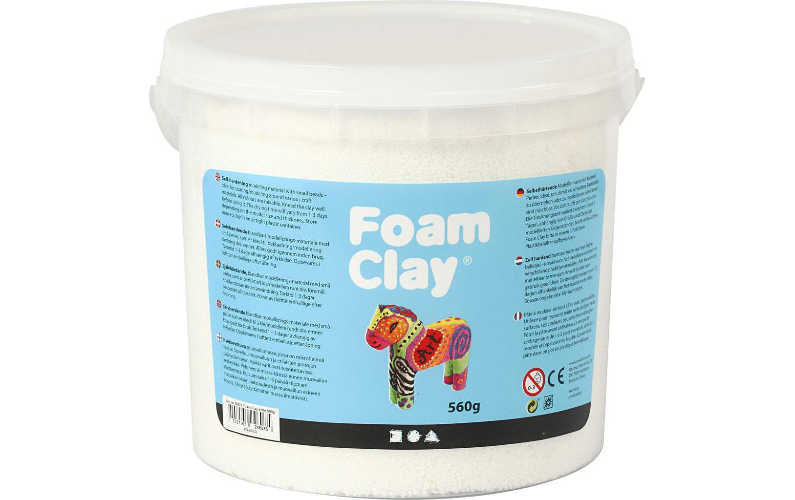 Modelliermasse Foam Clay Weiss 560 gSelbsthärtende Modelliermasse mit winzigen Styroporkügelchen