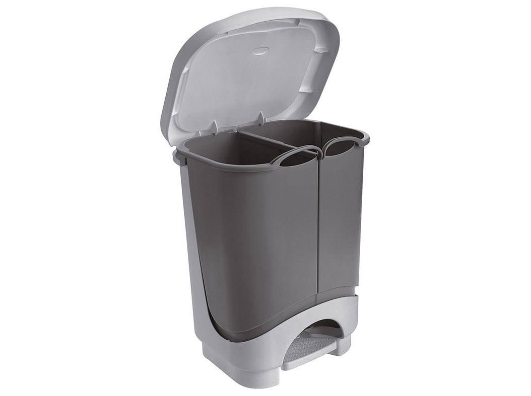 BALDE LIXO COM PEDAL ACTUEL 2 DIVISÓRIAS PLÁSTICO 2X105L