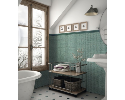 Glasmozaïek GMGS454749 turquoise goud 30,5x30,5 cm