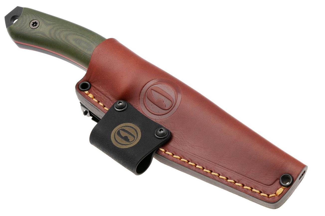 Doble O Knives Ronin 2.1 Forest Warrior R02101, Black Cerakote Sleipner, Green Micarta, Red G10 liner, vaststaand mes, Ovidio Calvet design